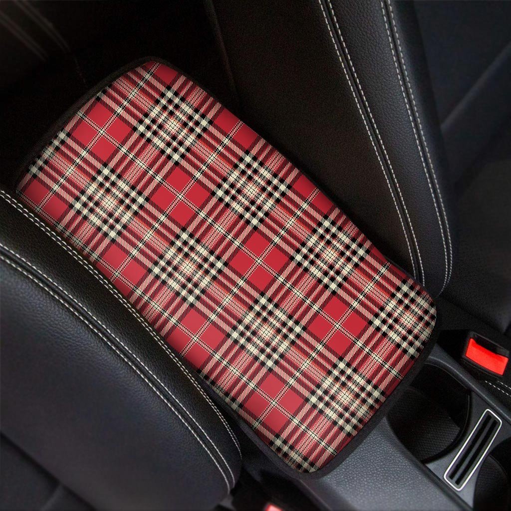 Red Plaid Tartan Scottish Car Console Cover-grizzshop