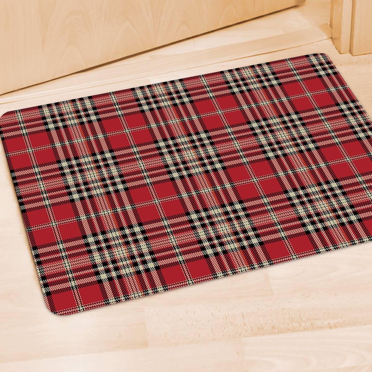 Red Plaid Tartan Scottish Door Mat-grizzshop