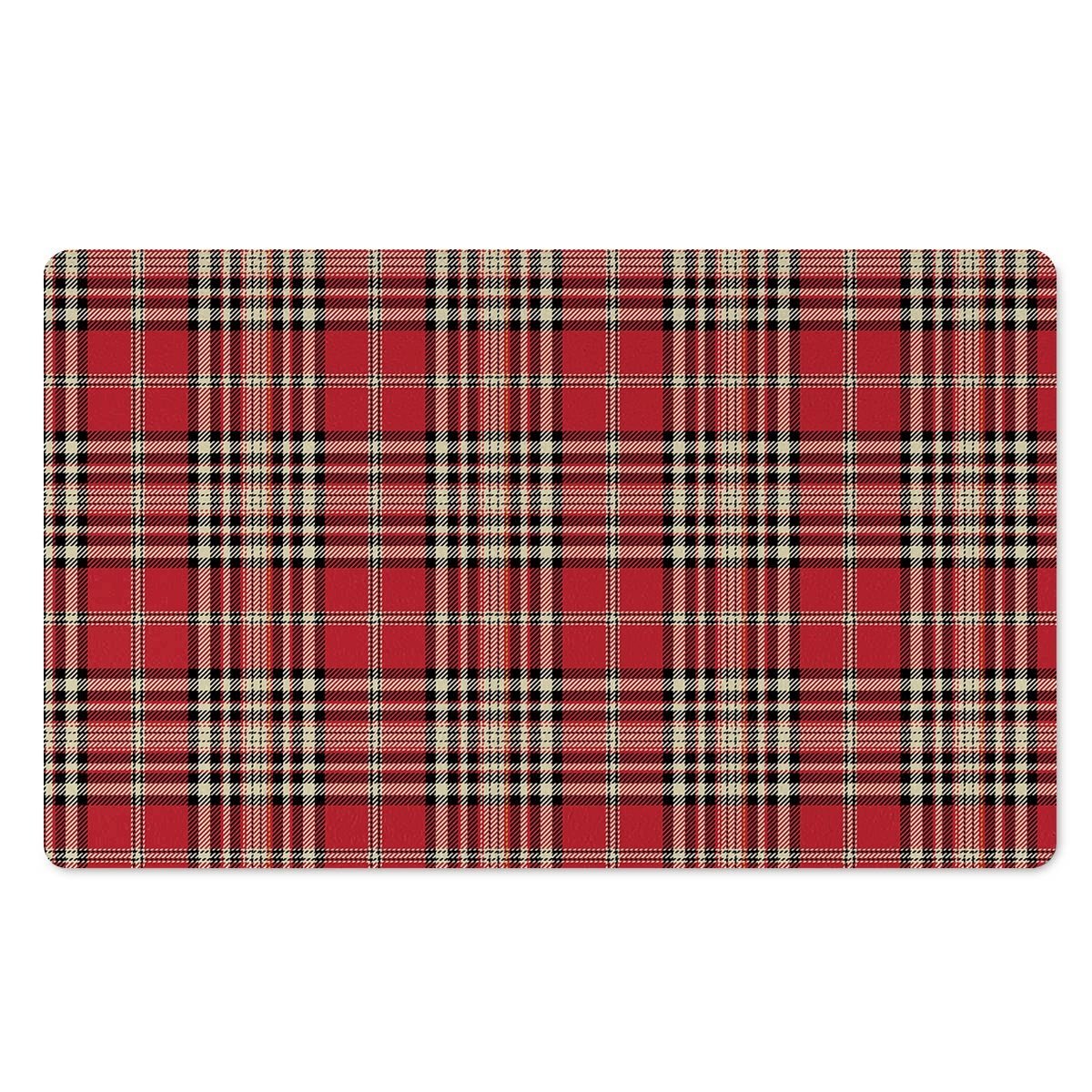 Red Plaid Tartan Scottish Door Mat-grizzshop