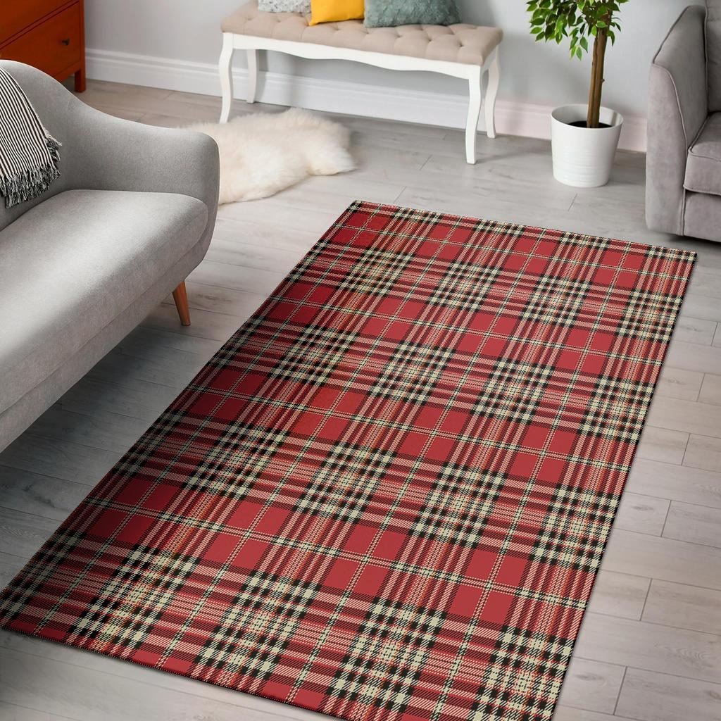 Red Plaid Tartan Scottish Floor Mat-grizzshop