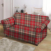 Red Plaid Tartan Scottish Loveseat Cover-grizzshop