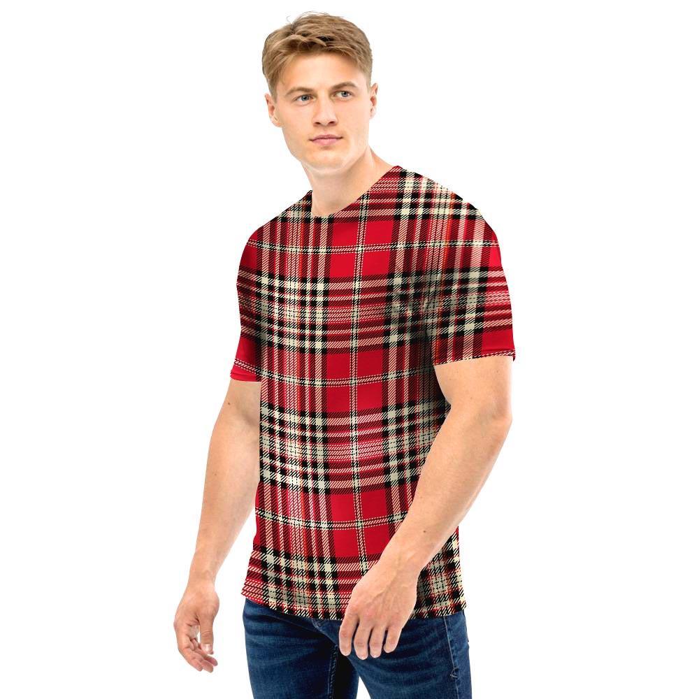 Red Plaid Tartan Scottish Men T Shirt-grizzshop