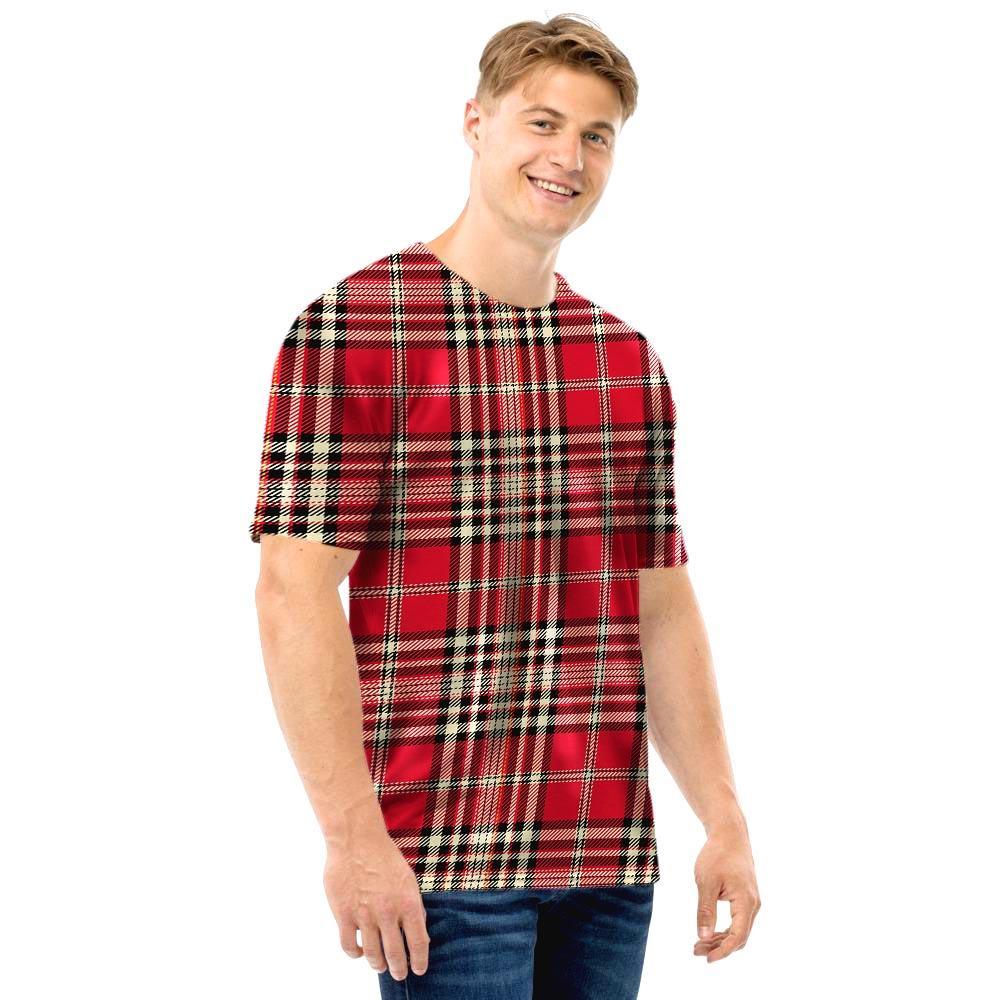 Red Plaid Tartan Scottish Men T Shirt-grizzshop