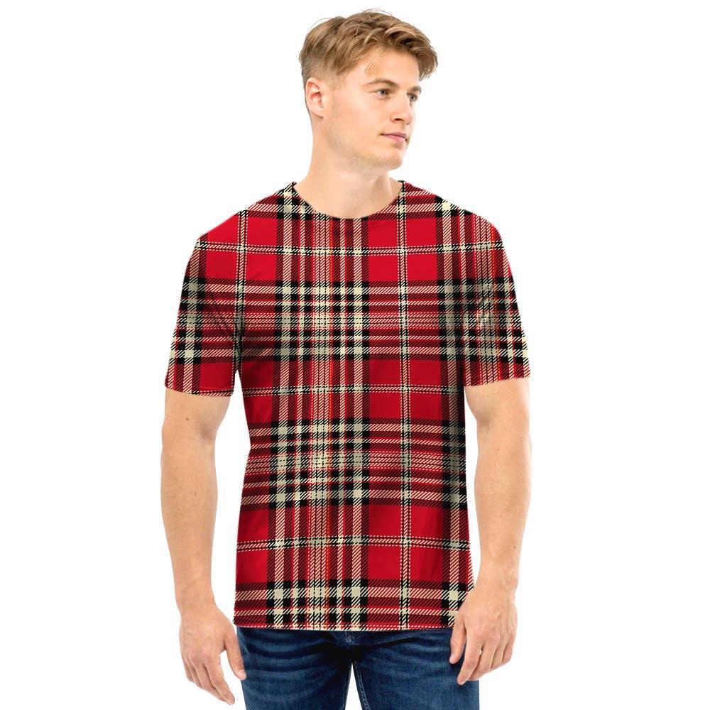 Red Plaid Tartan Scottish Men T Shirt-grizzshop