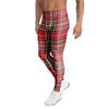 Red Plaid Tartan Scottish Men's Leggings-grizzshop