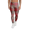 Red Plaid Tartan Scottish Men's Leggings-grizzshop