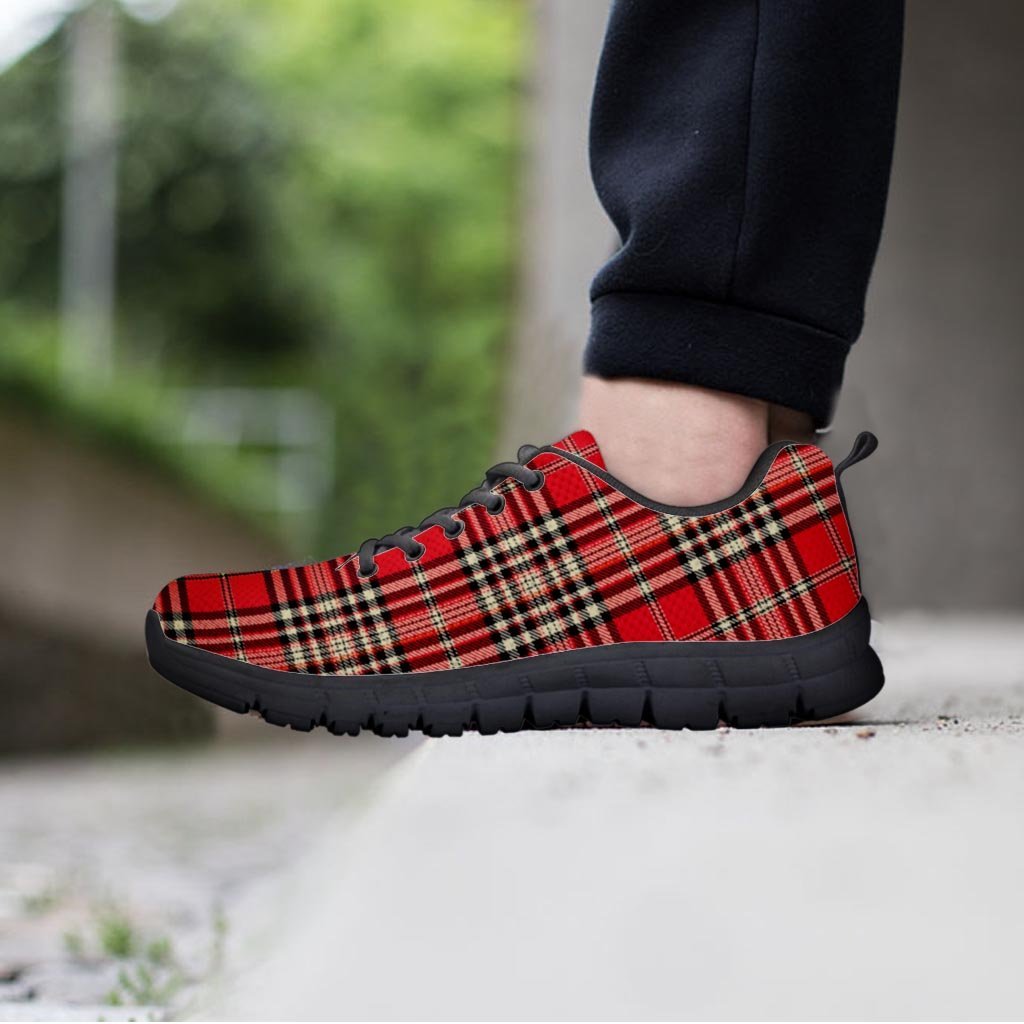 Red Plaid Tartan Scottish Men's Sneakers-grizzshop