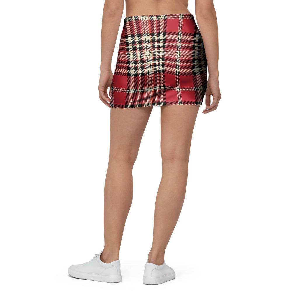 Red Plaid Tartan Scottish Mini Skirt-grizzshop