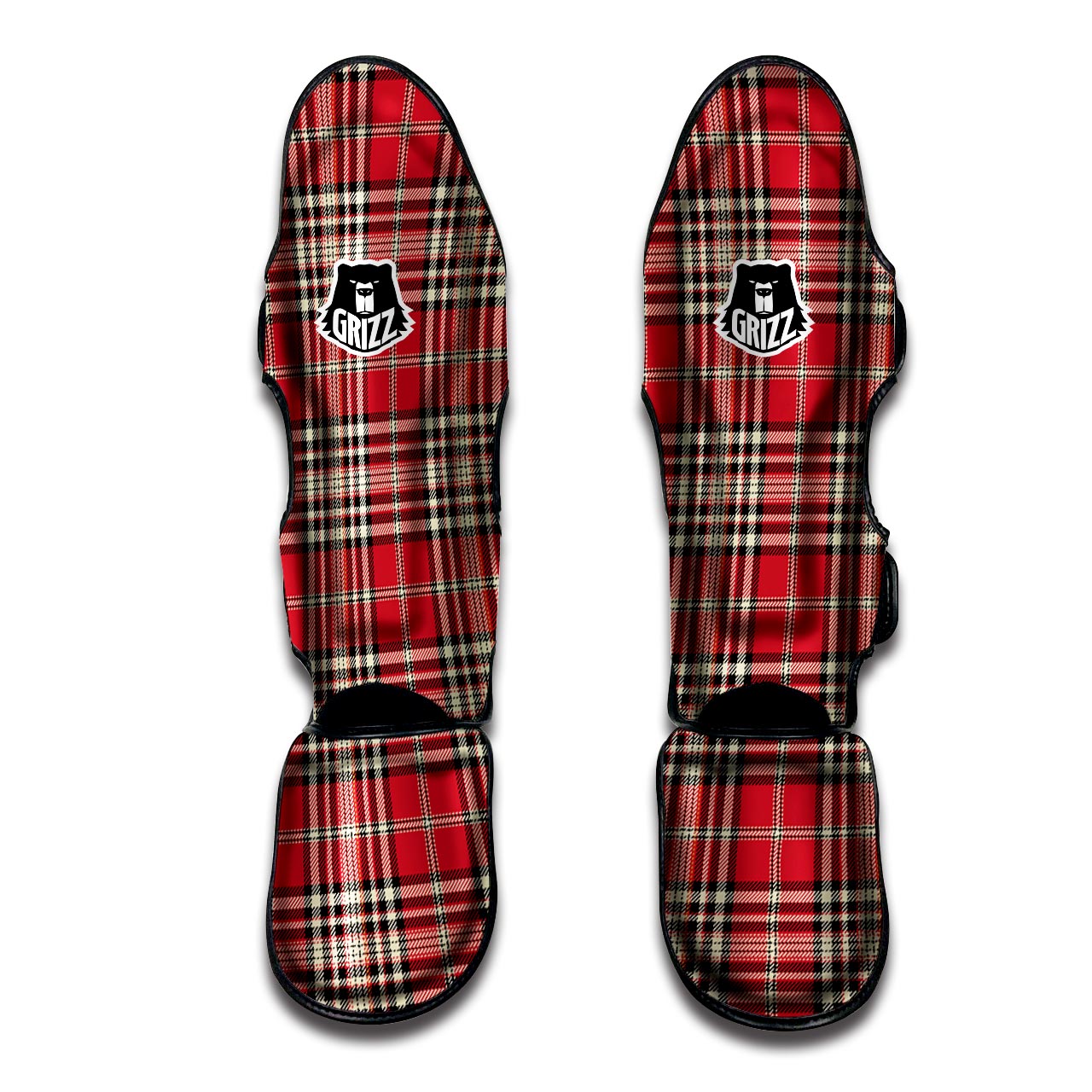 Red Plaid Tartan Scottish Muay Thai Shin Guard-grizzshop