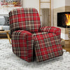 Red Plaid Tartan Scottish Recliner Cover-grizzshop