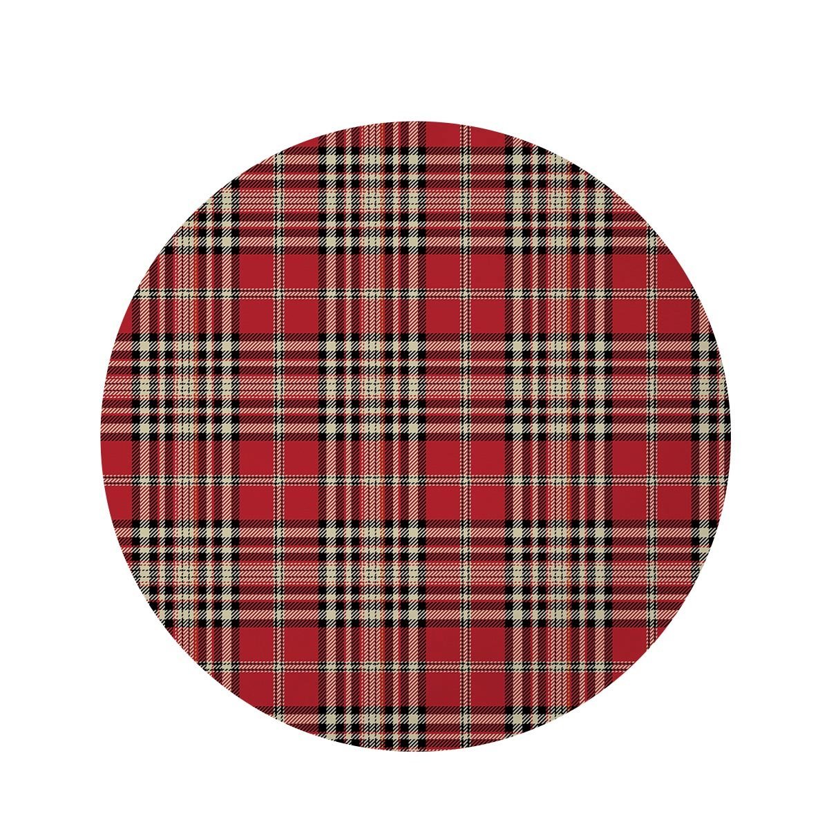 Red Plaid Tartan Scottish Round Rug-grizzshop