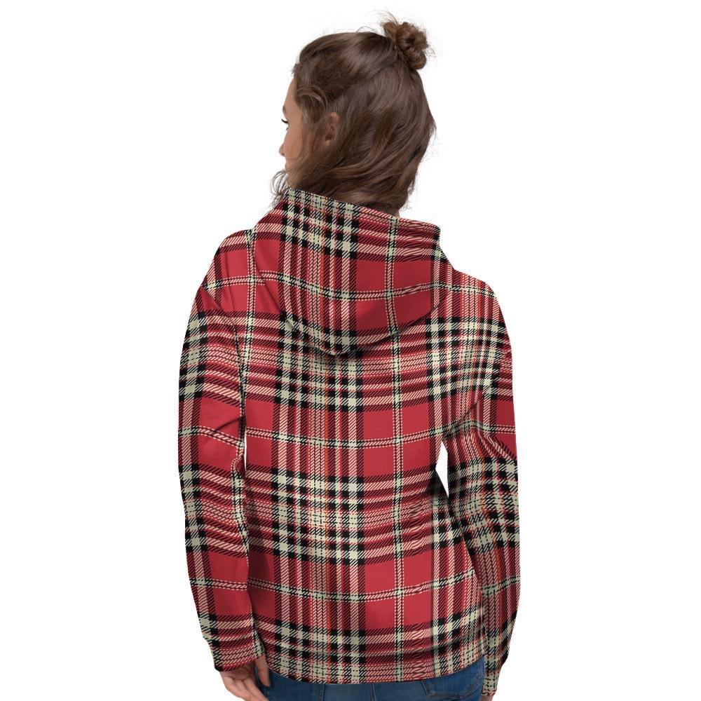 Red Plaid Tartan Scottish Women's Hoodie-grizzshop