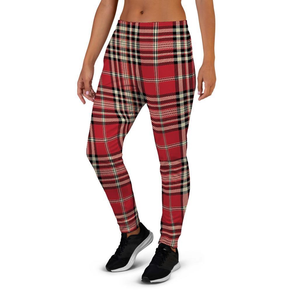 Red Plaid Tartan Scottish Women's Joggers-grizzshop