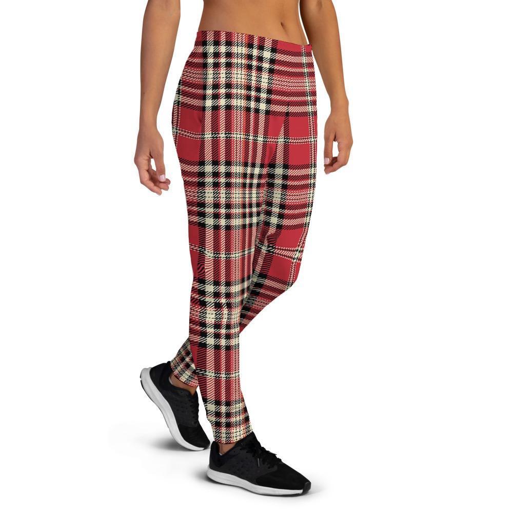 Red Plaid Tartan Scottish Women's Joggers-grizzshop