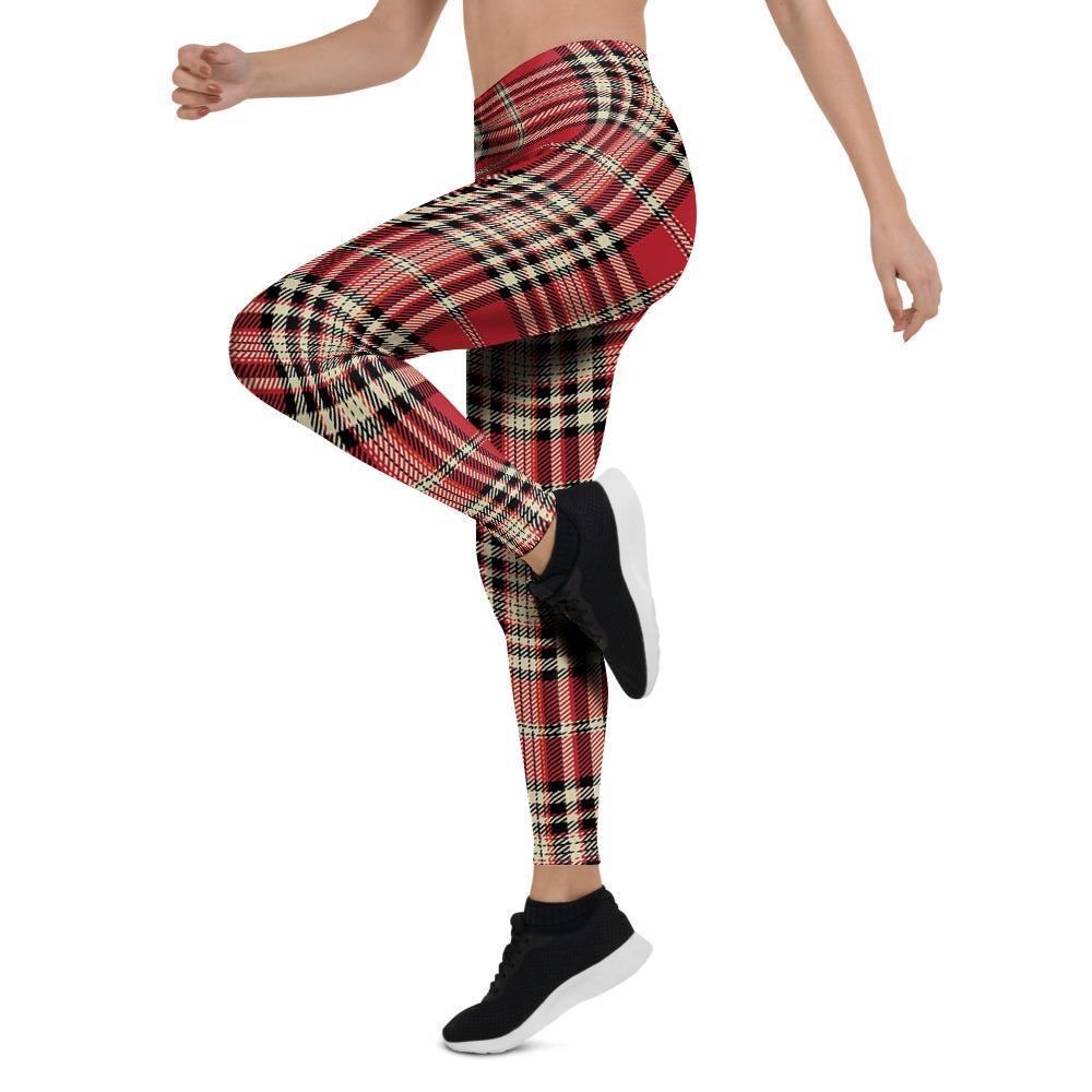 Red Plaid Tartan Scottish Women's Leggings-grizzshop