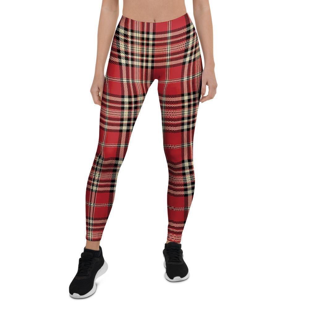 Red Plaid Tartan Scottish Women's Leggings-grizzshop