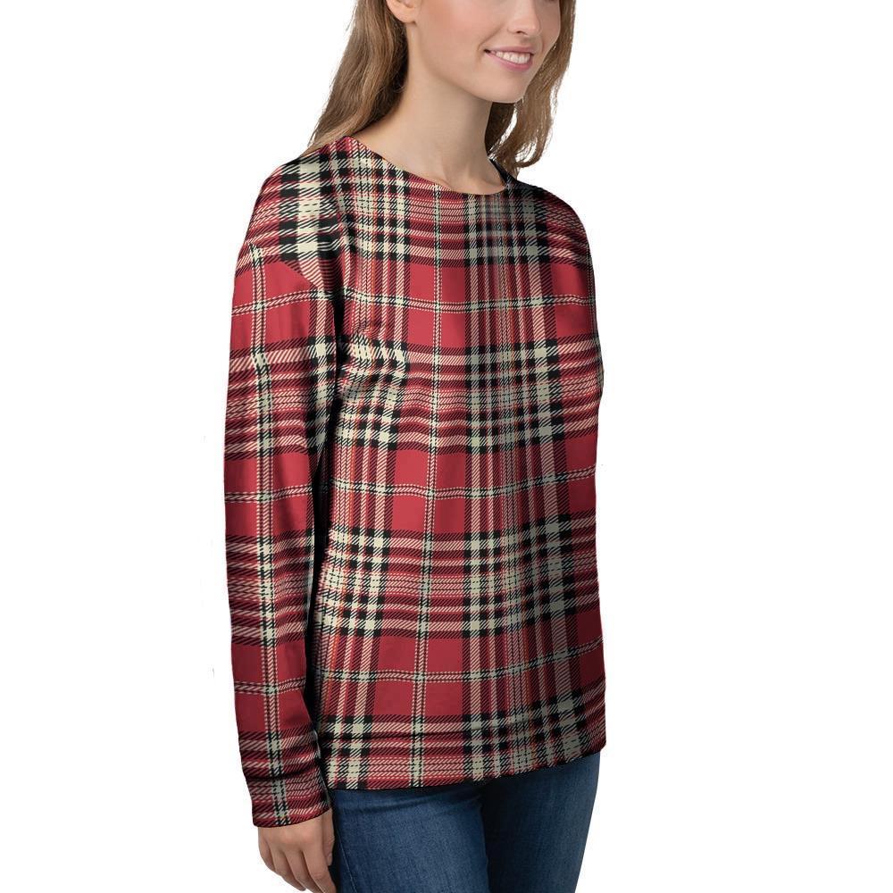 Red Plaid Tartan Scottish Women's Sweatshirt-grizzshop