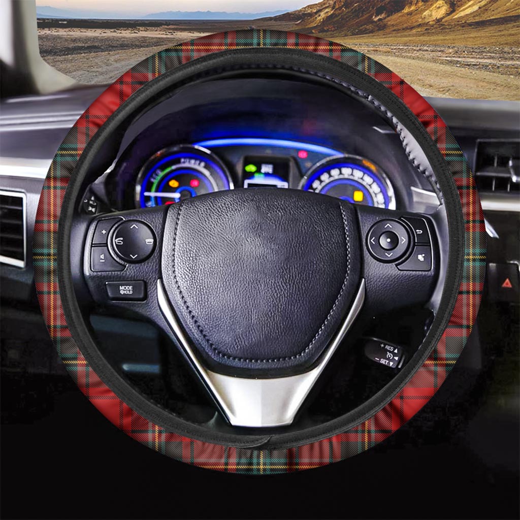 Red Plaid Tartan Steering Wheel Cover-grizzshop