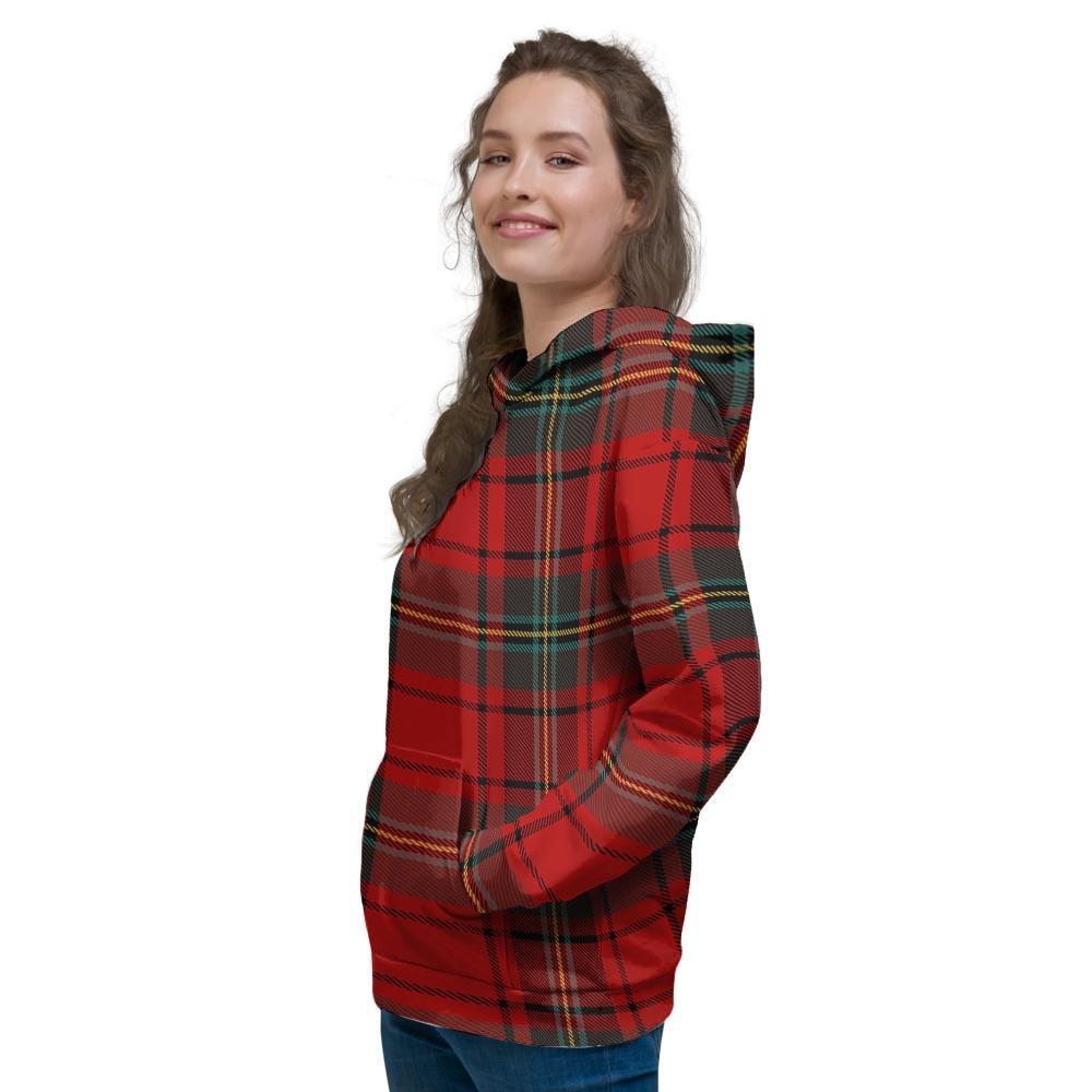 Red Plaid Tartan Women's Hoodie-grizzshop