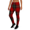 Red Plaid Tartan Women's Joggers-grizzshop