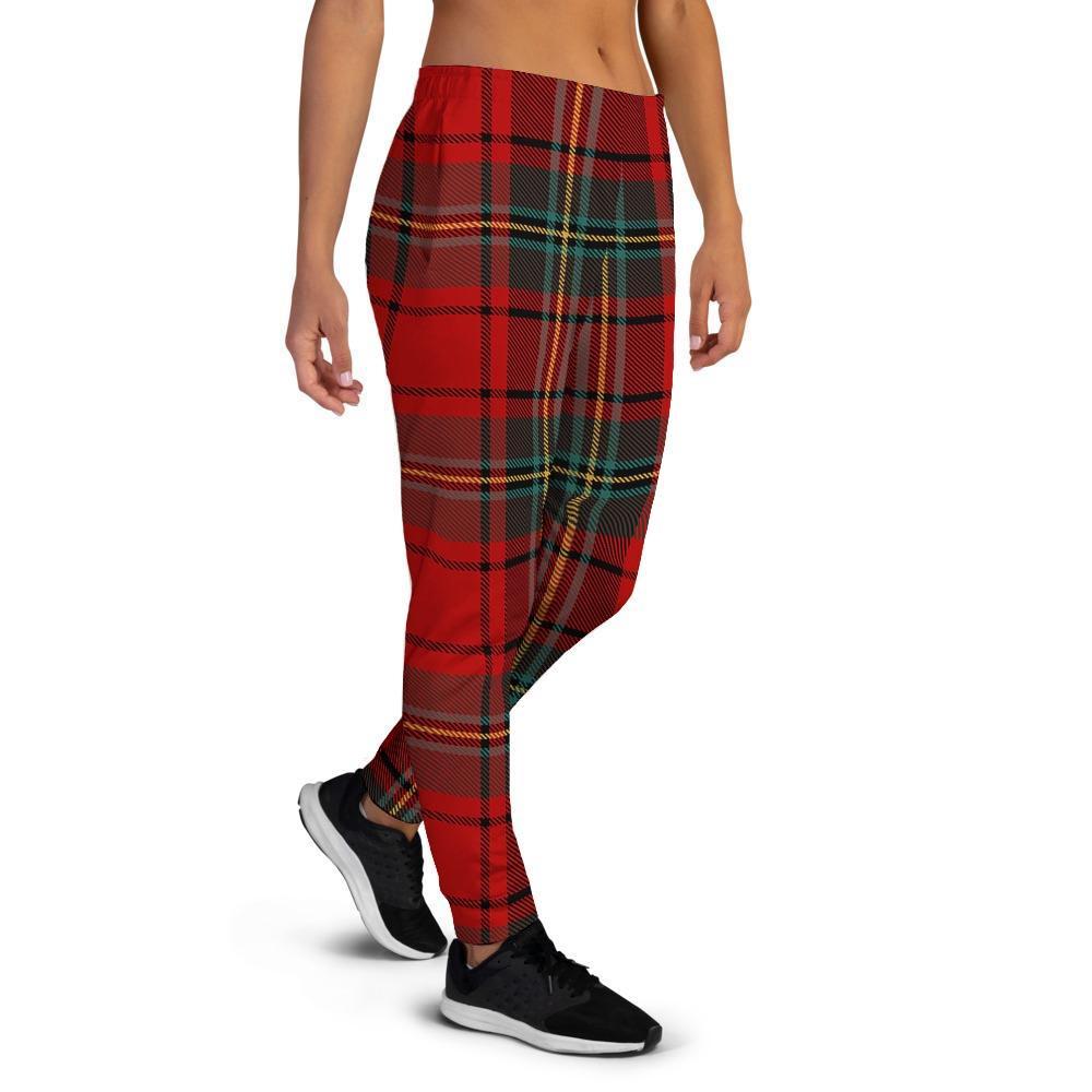 Red Plaid Tartan Women's Joggers-grizzshop