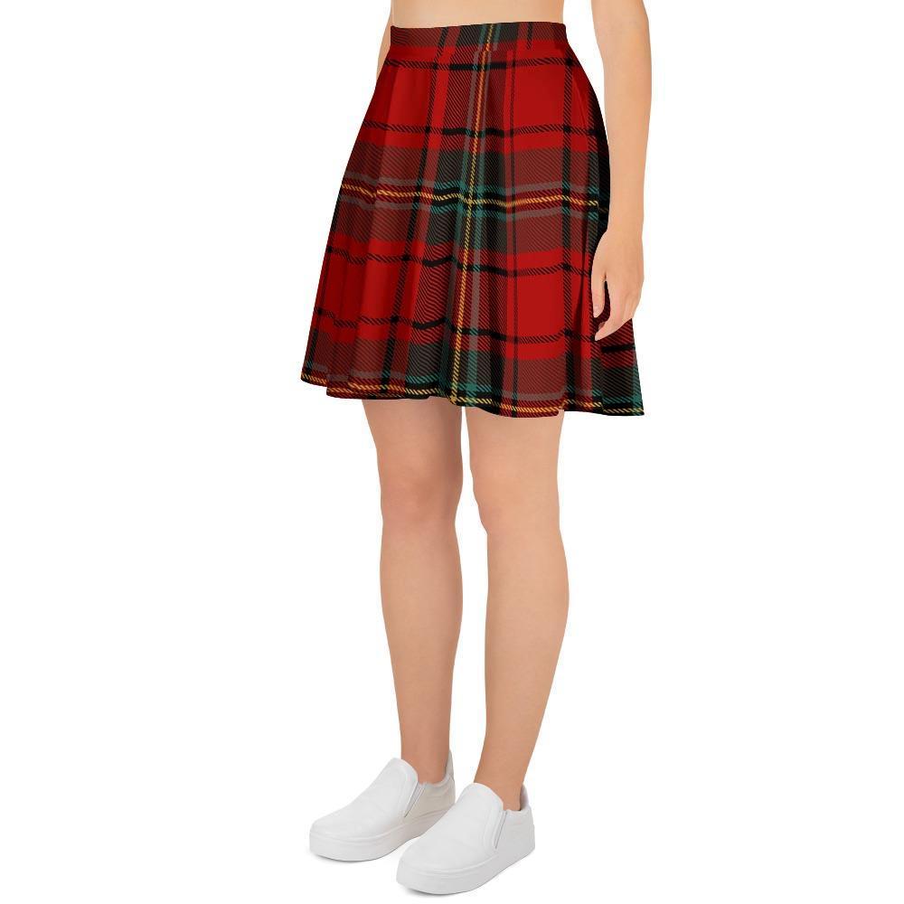 Red Plaid Tartan Women's Skirt-grizzshop