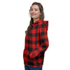 Red Plaid Women's Hoodie-grizzshop