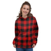 Red Plaid Women's Hoodie-grizzshop