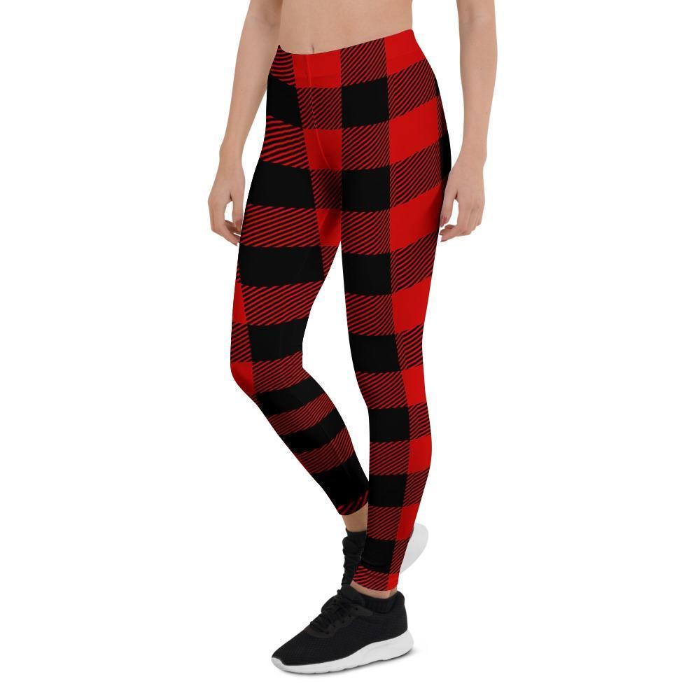 Red Plaid Women's Leggings-grizzshop