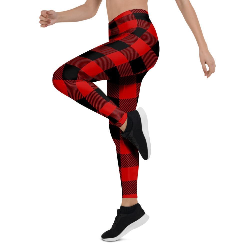 Red Plaid Women's Leggings-grizzshop