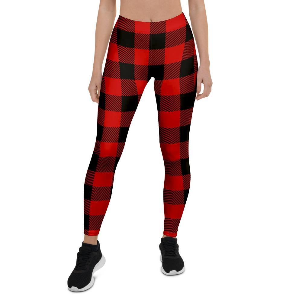 Red Plaid Women's Leggings-grizzshop