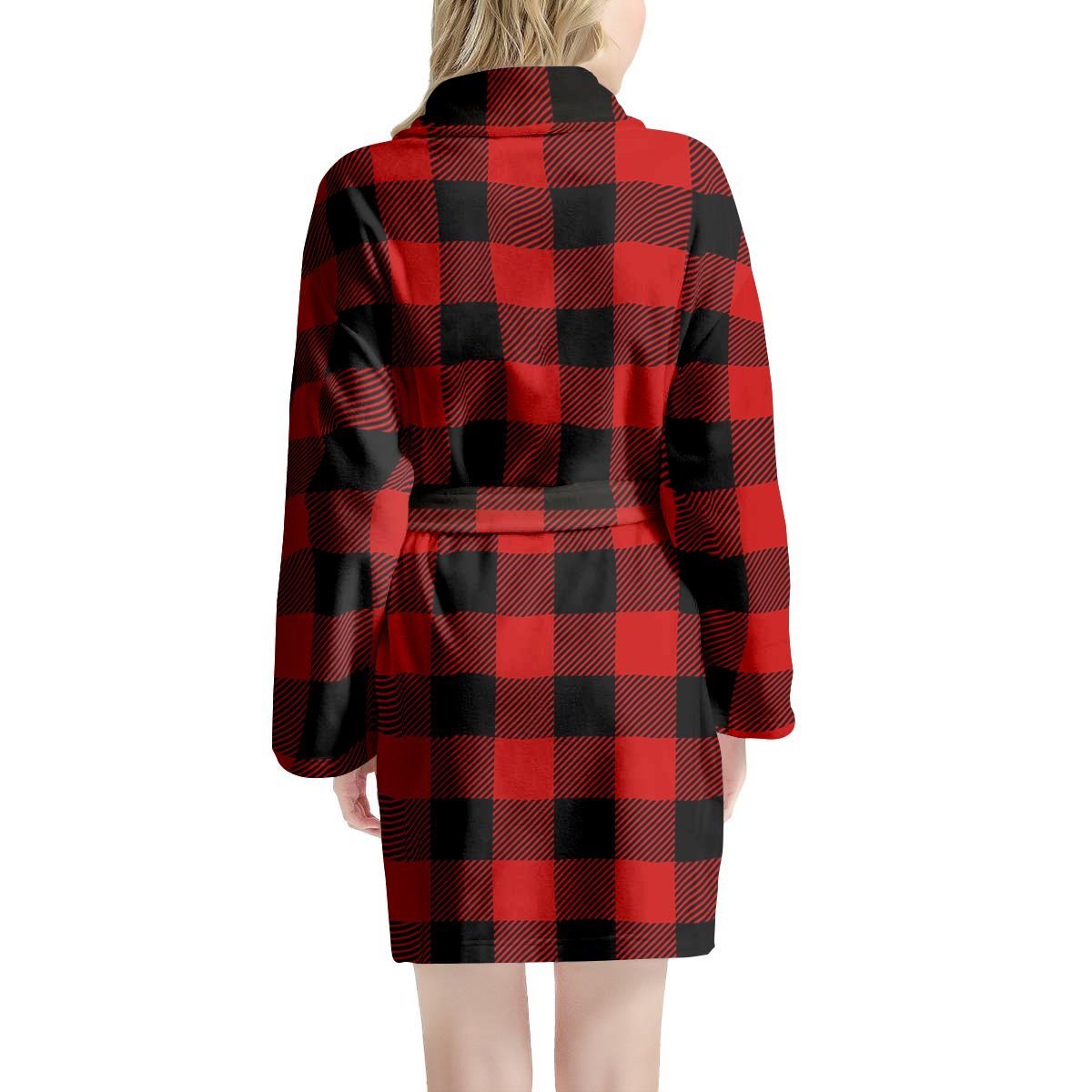 Red Plaid Women's Robe-grizzshop