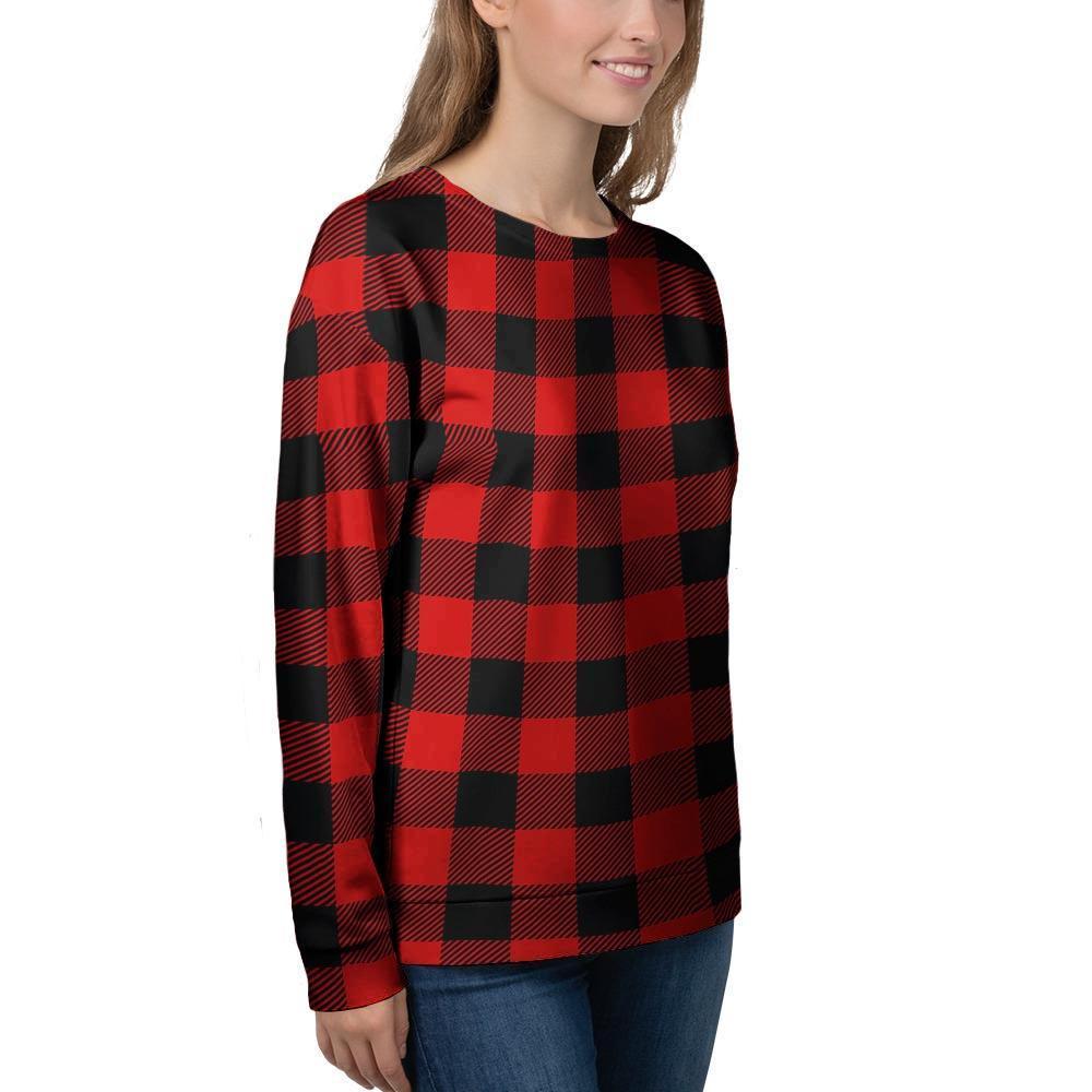 Red Plaid Women's Sweatshirt-grizzshop