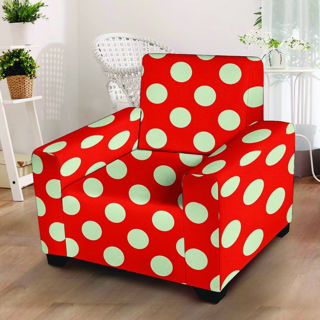 Red Polka Dot Armchair Cover-grizzshop