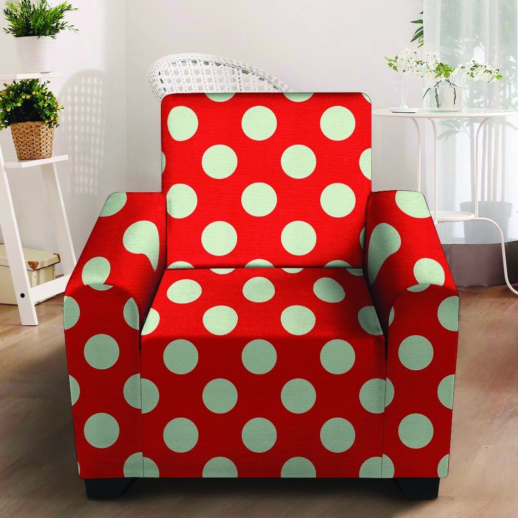 Red Polka Dot Armchair Cover-grizzshop