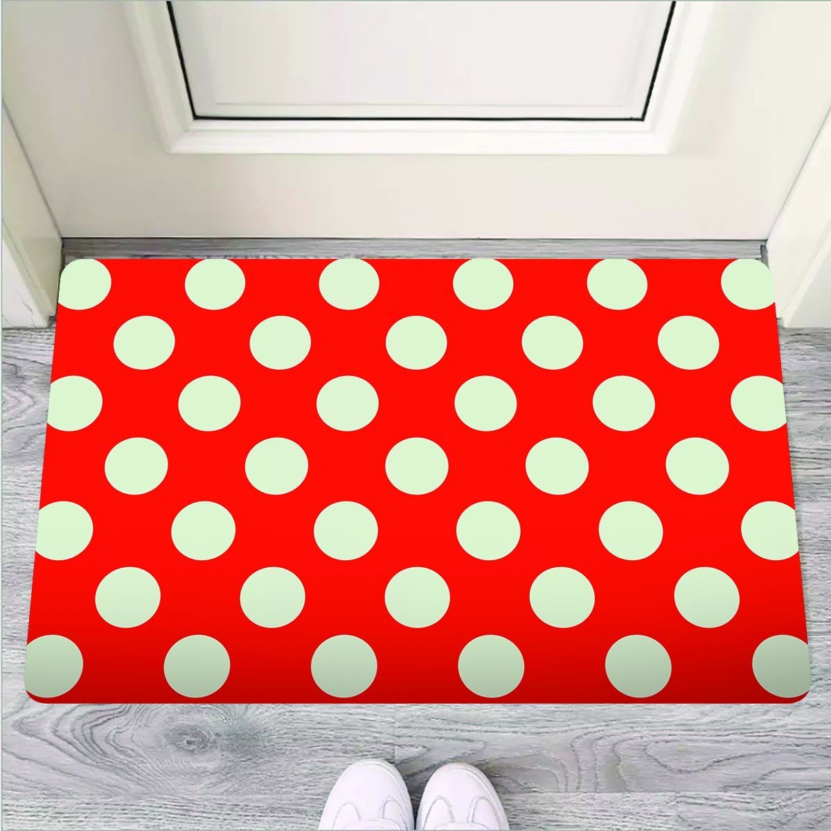 Red Polka Dot Door Mat-grizzshop