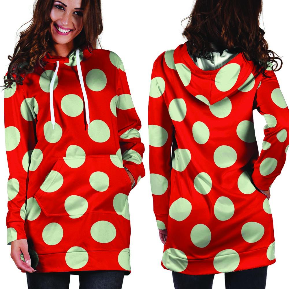 Red Polka Dot Hoodie Dress-grizzshop