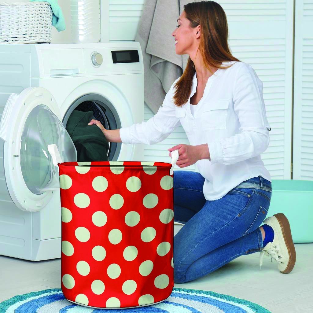 Red Polka Dot Laundry Basket-grizzshop