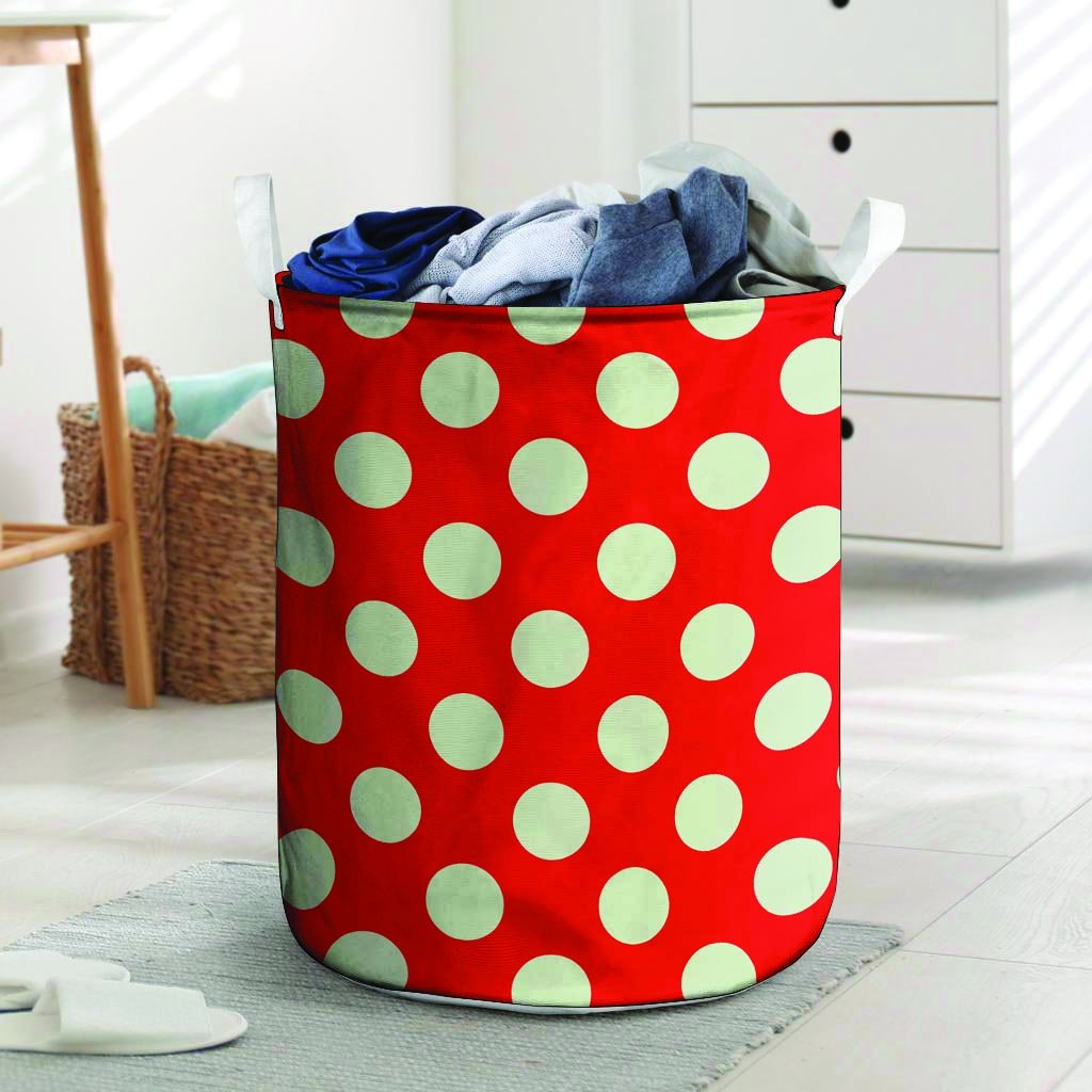 Red Polka Dot Laundry Basket-grizzshop