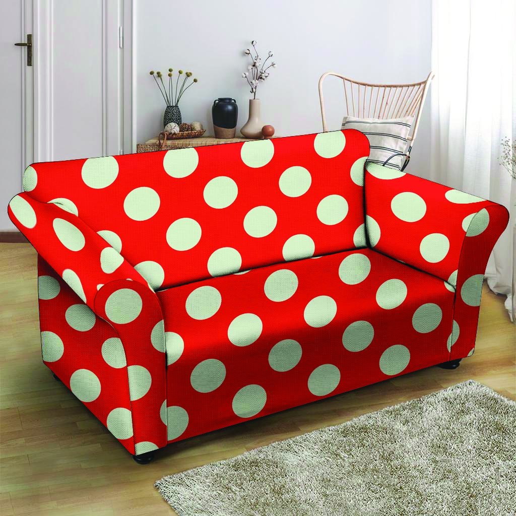 Red Polka Dot Loveseat Cover-grizzshop