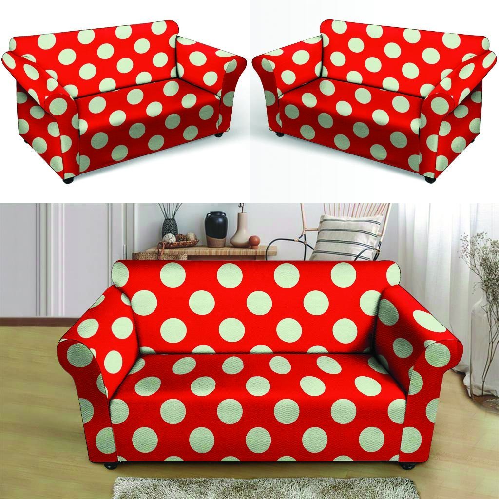 Red Polka Dot Loveseat Cover-grizzshop