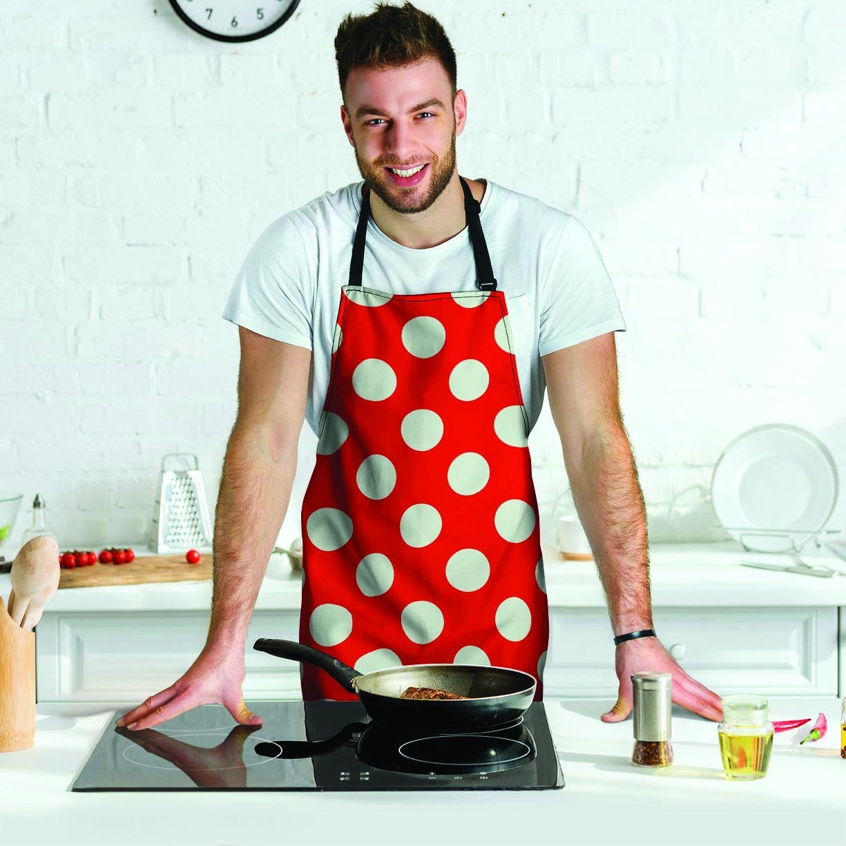 Red Polka Dot Men's Apron-grizzshop