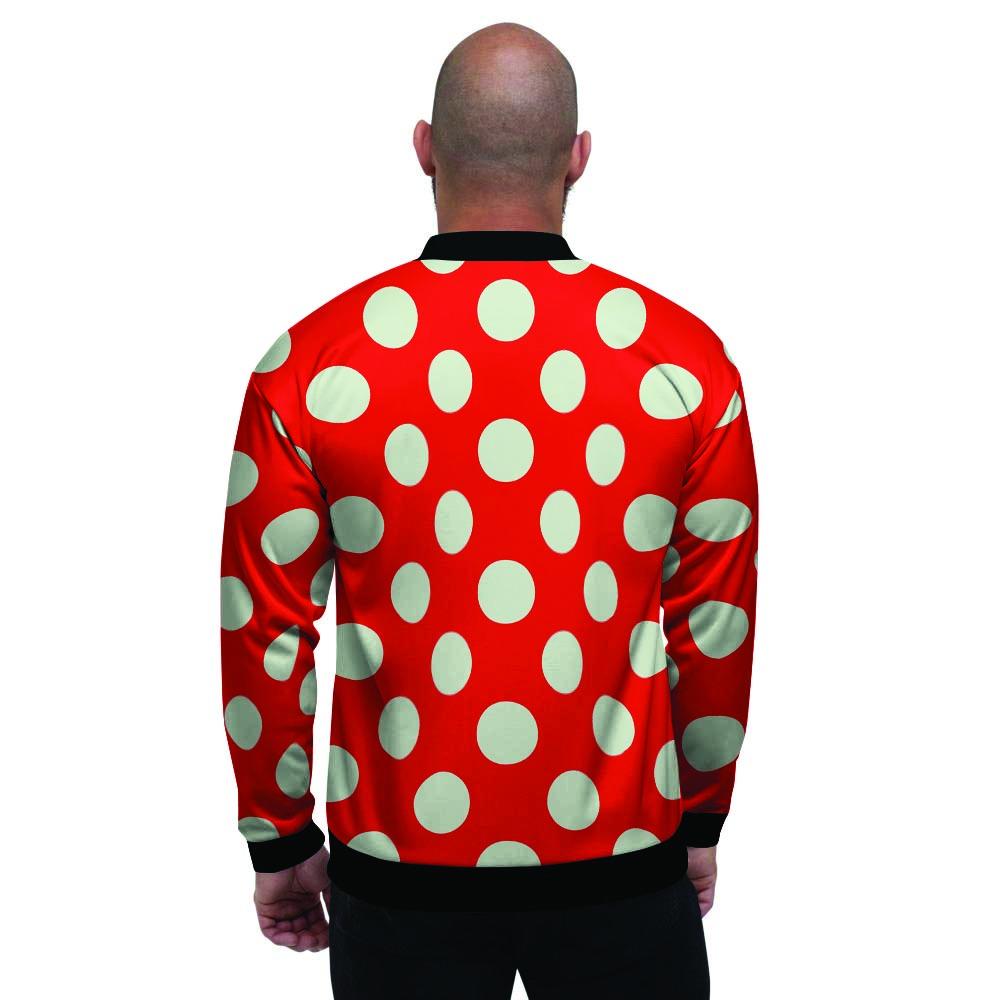 Red Polka Dot Men's Bomber Jacket-grizzshop