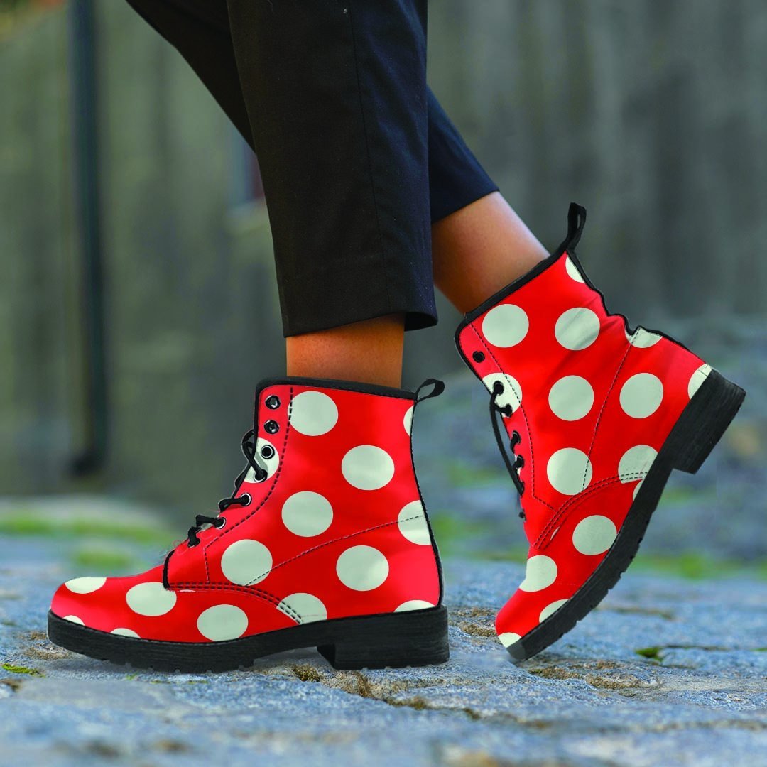 Red Polka Dot Men's Boots-grizzshop