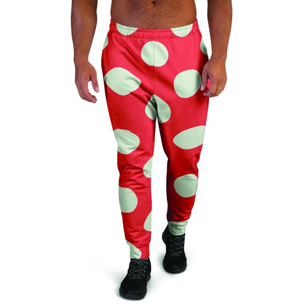 Red Polka Dot Men's Joggers-grizzshop