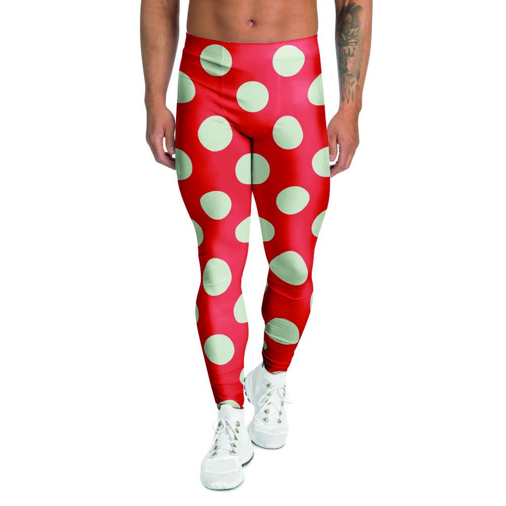 Red Polka Dot Men's Leggings-grizzshop