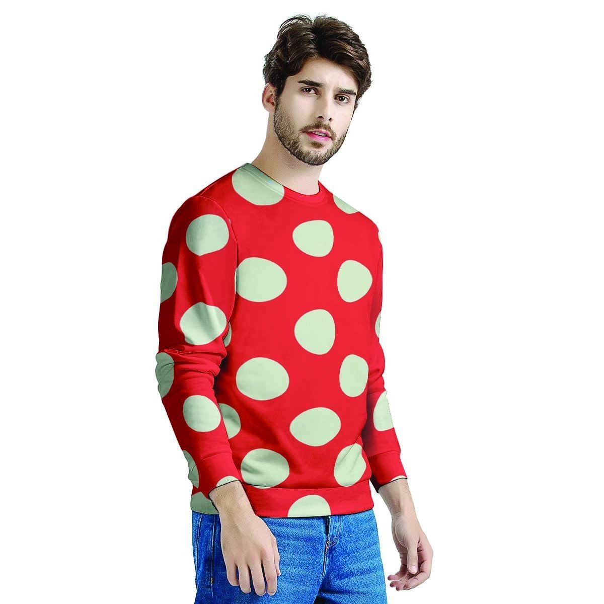 Red Polka Dot Men's Sweatshirt-grizzshop