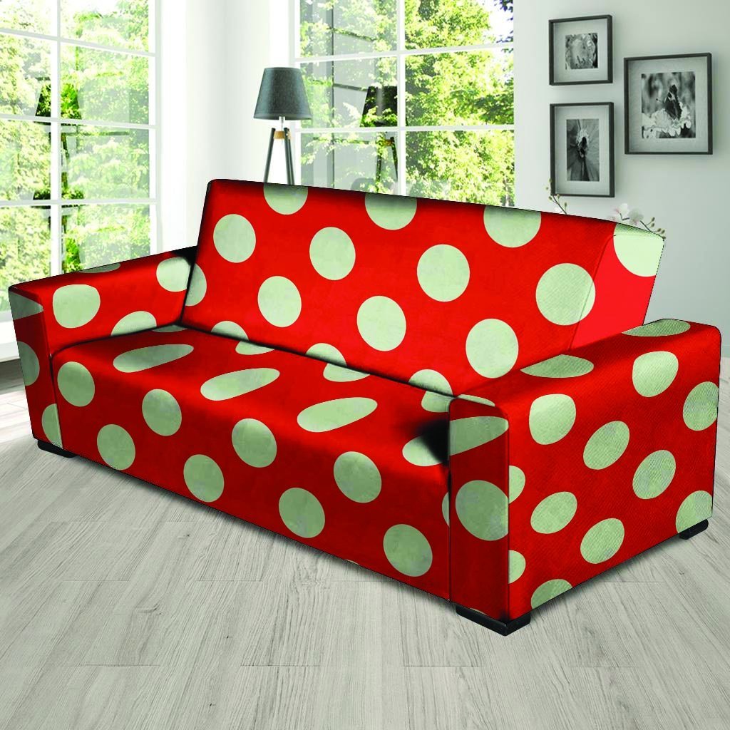 Red Polka Dot Sofa Cover-grizzshop