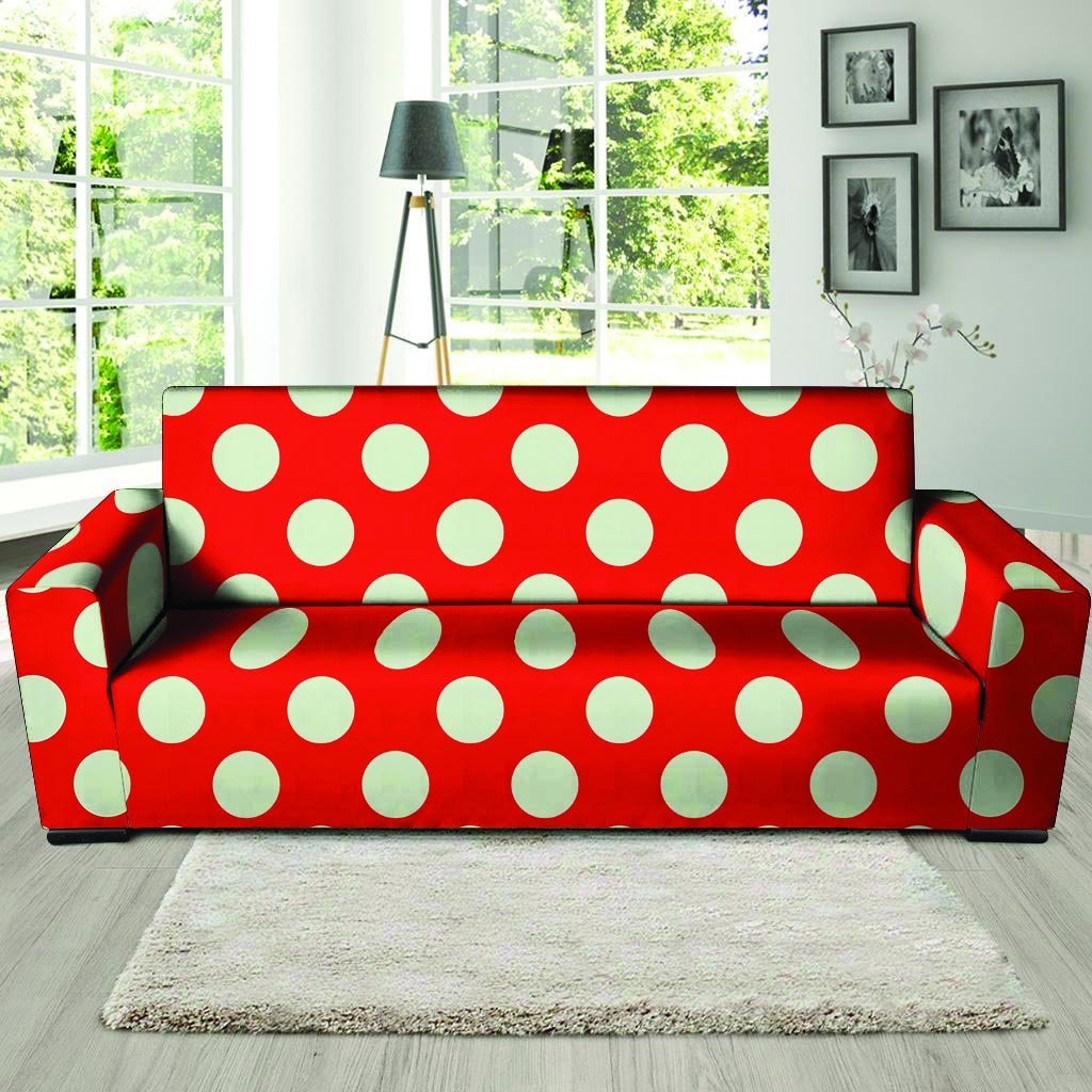 Red Polka Dot Sofa Cover-grizzshop