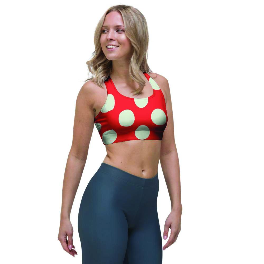 Red Polka Dot Sports Bra-grizzshop